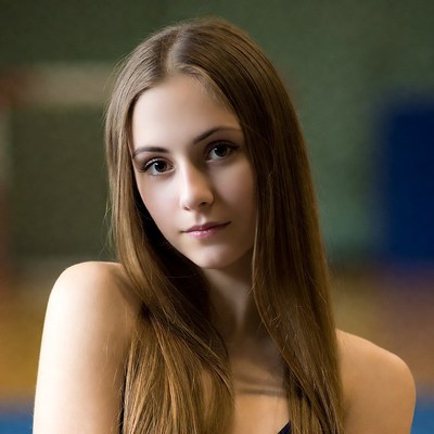 Young woman with long hair in portrait