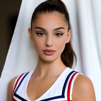 Cheerleader portrait with bright background