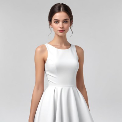 Elegant woman in white dress