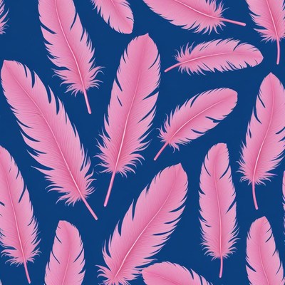 Pink feathers on blue background