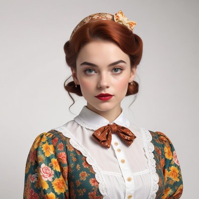 Woman in festive vintage dress