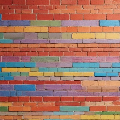 Colorful brick wall mural design