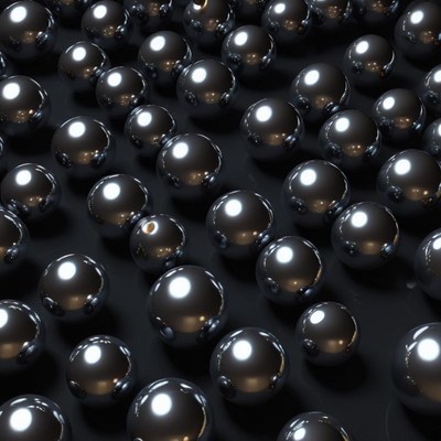 Reflective metal spheres on a dark surface