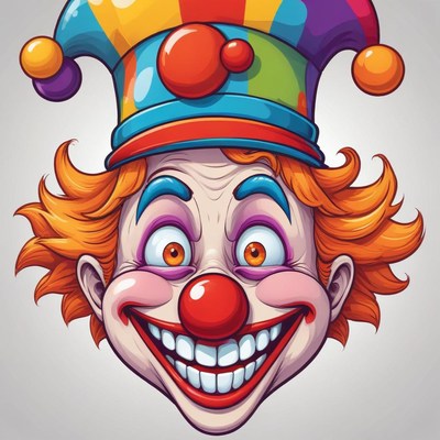 Colorful clown with big smile