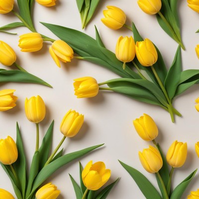 Yellow tulips arranged beautifully on the surface