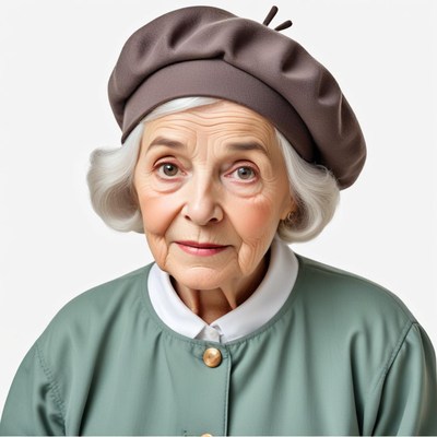 Elderly woman in stylish beret