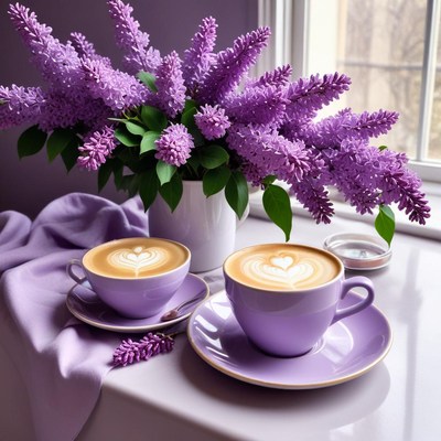Lavender blooms and coffee delight