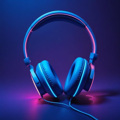 Colorful headphones with neon glow