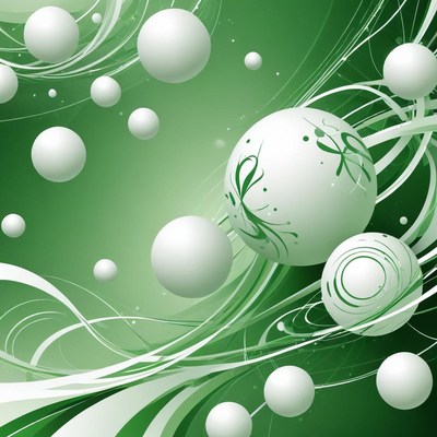Green abstract design with spheres and curves
