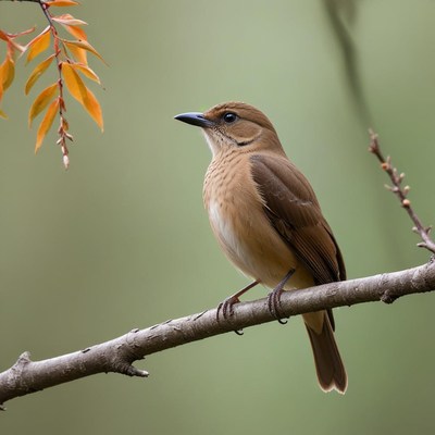 Bird perched on branch in nature