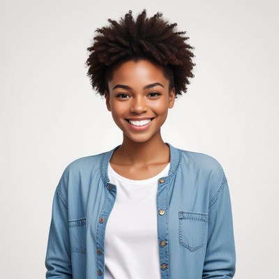 Smiling woman with natural hairstyle
