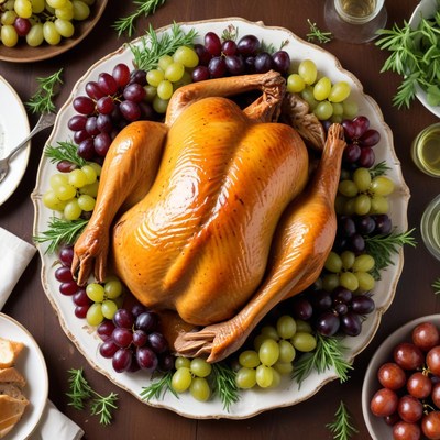 Thanksgiving feast with roasted turkey