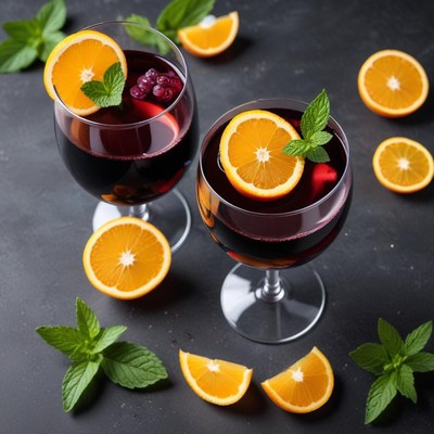 Refreshing drinks with citrus slices