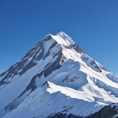 Snow-covered mountain peak in daylight