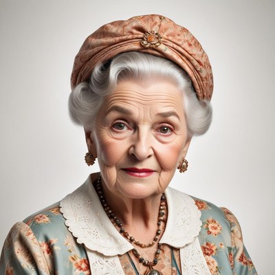 Elegant elderly woman in vintage attire