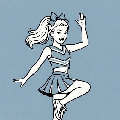 Cheerleader performing lively dance routine