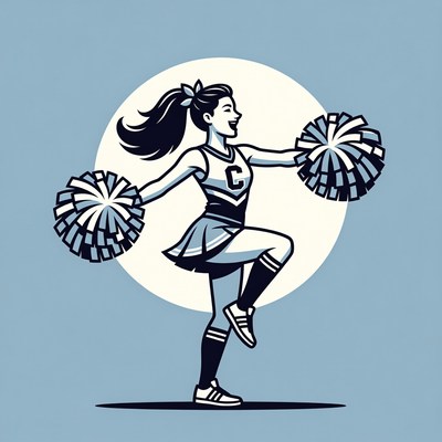 Cheerleader performing at night