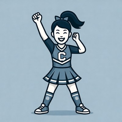 Cheerful cheerleader performing a routine