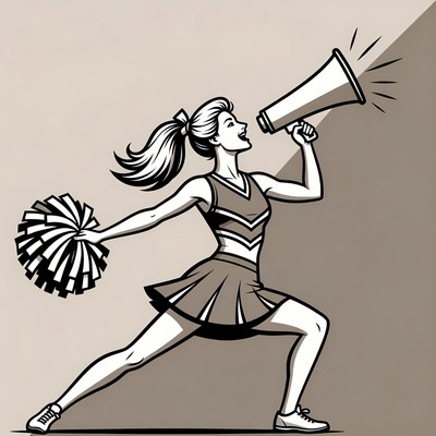 Cheerleader motivating the crowd