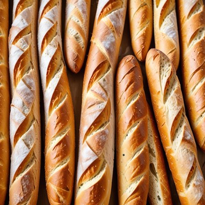 Freshly baked bread display in bakery