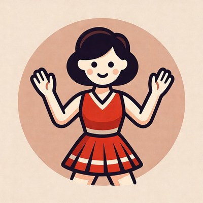 Cheerful cheerleader in bright outfit