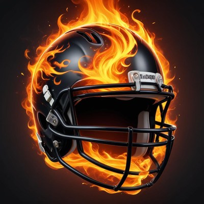 Flaming football helmet design