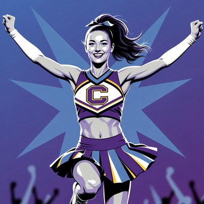 Cheerleader performing in vibrant colors