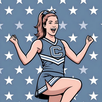 Cheerleader celebrating in uniform