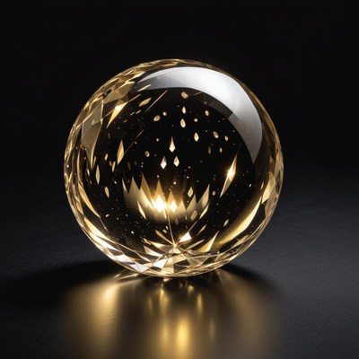 Crystal ball with golden reflections