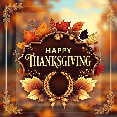 Autumn foliage thanksgiving greeting card