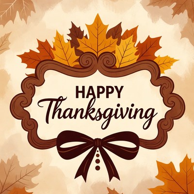 Thanksgiving celebration with autumn leaves