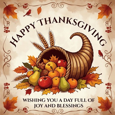 Thanksgiving celebration with harvest bounty