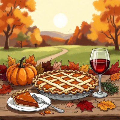 Autumn dessert and wine scene