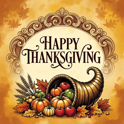 Thanksgiving celebration with cornucopia design