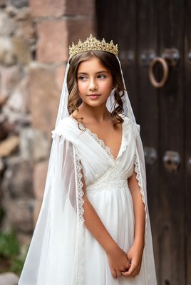 Young girl in wedding dress