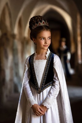 Girl in elegant medieval dress