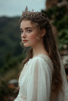 Beautiful young woman in white dress