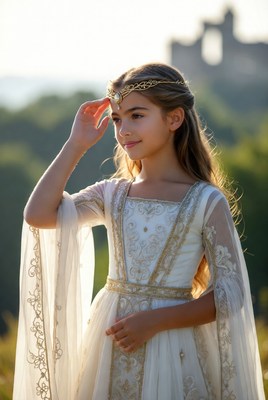 Girl in elegant dress outdoors