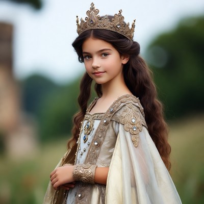 Young girl dressed as a queen