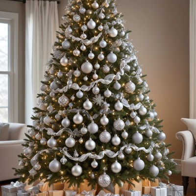 Elegant christmas tree decoration display