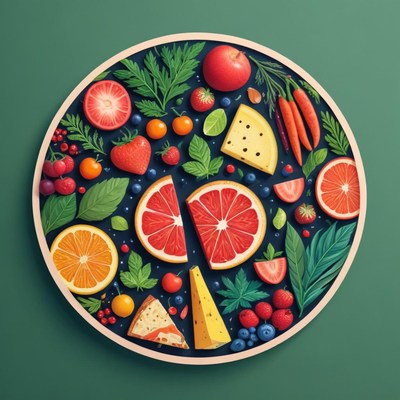 Colorful fruit and cheese arrangement