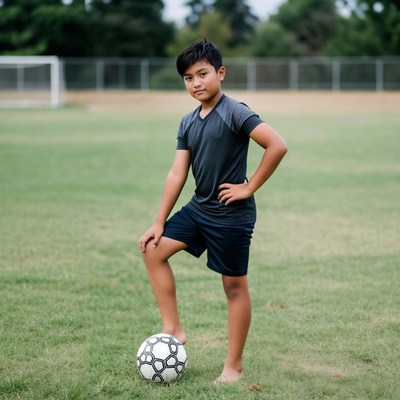 Young soccer player on the field