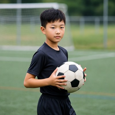 Young athlete holding a soccer ball