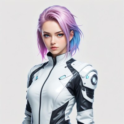 Futuristic woman in sleek outfit