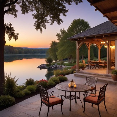 Sunset by the lake house