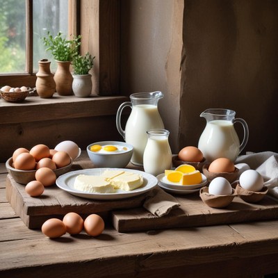 Fresh dairy and eggs display
