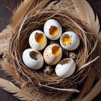 Colorful eggs in a natural nest