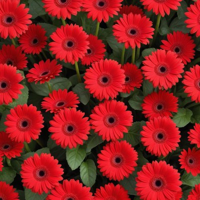 Bright red gerbera daisies in full bloom