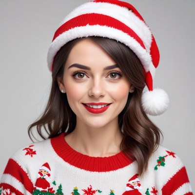 Smiling woman in festive attire