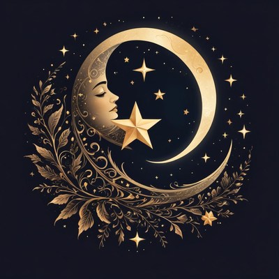 Celestial woman with moon and stars